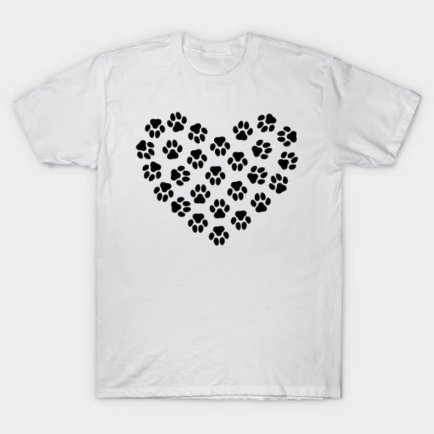 Paw Print. Dog paw print. Puppy paw. Dog paw Silhouette T-Shirt by designgoodstore_2